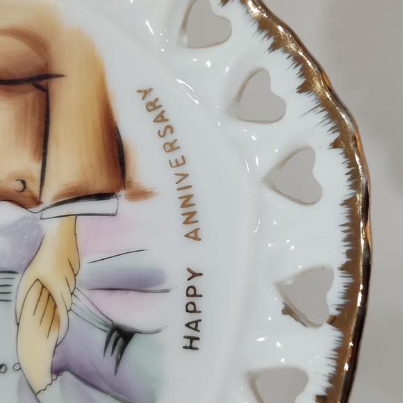 Vintage  Norcrest Japan  Happy  Anniversary  decorative wall plate - Picture 12 of 14